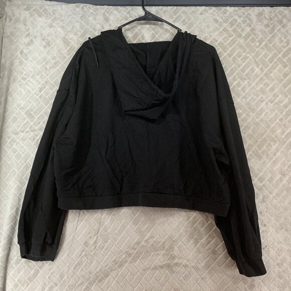 Shein Curve Womens 3XL Cropped Hoodie Sweatshirt Black Cotton Blend Stretch - Picture 10 of 11